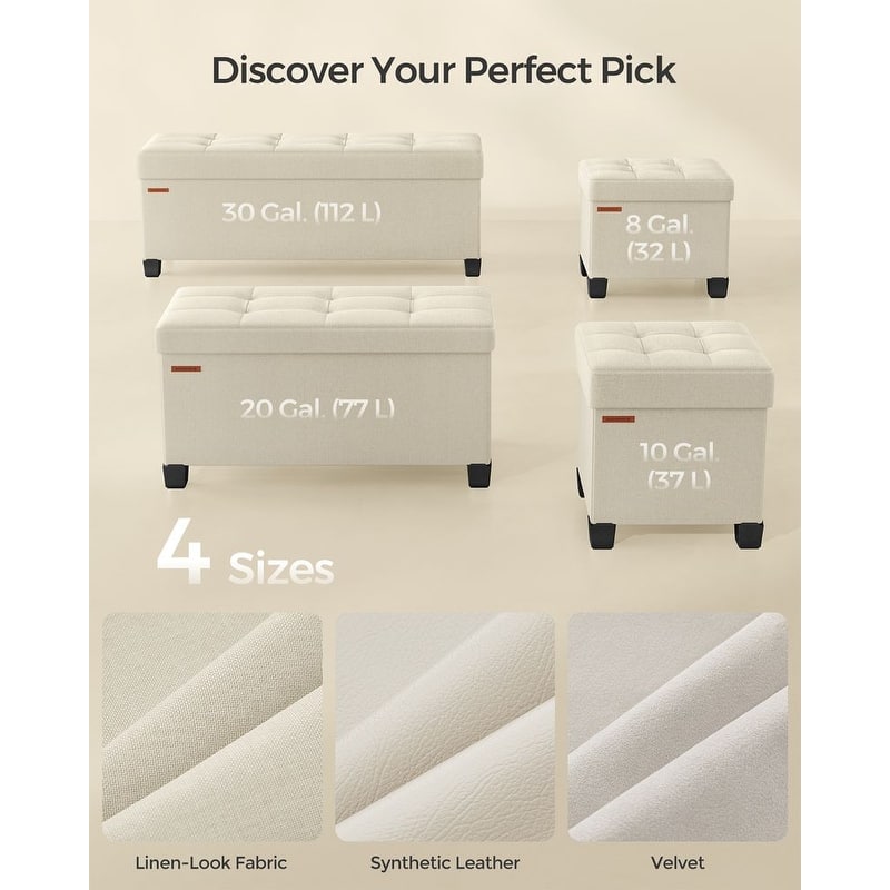 Velvet Ottoman Footrest with Storage, Tufted Design and Wooden Legs