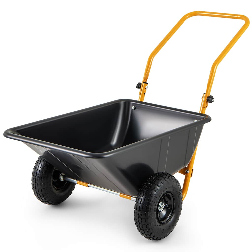 Gymax Dual-Wheel Wheelbarrow w/ Pneumatic Tires 330 LBS Load Capacity