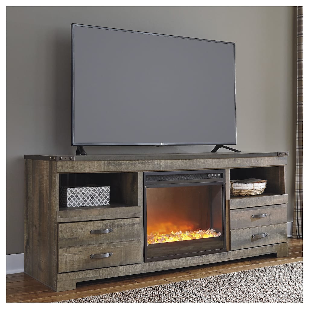 63" TV Stand with Electric Fireplace - 63.39" W x 19.61" D x 26.22" H