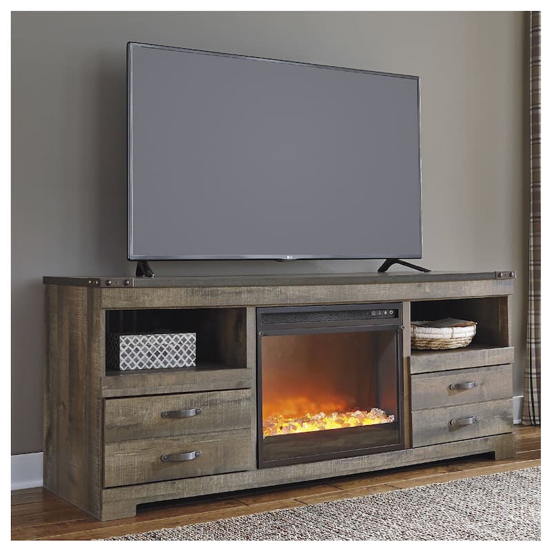 63" TV Stand with Electric Fireplace - 63.39" W x 19.61" D x 26.22" H