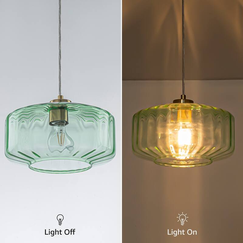 Starsky 1-Light Textured Glass Drum Pendant Light