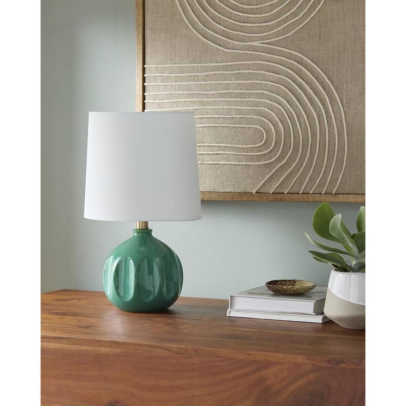 Livabliss Bellune Global Accent Table Lamp - 15"H x 10"W x 10"D - Dark Green