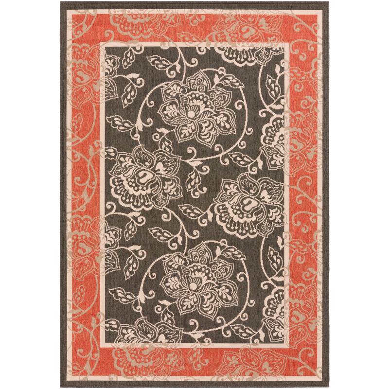 Janelle Indoor/Outdoor Transitional Floral Border Area Rug