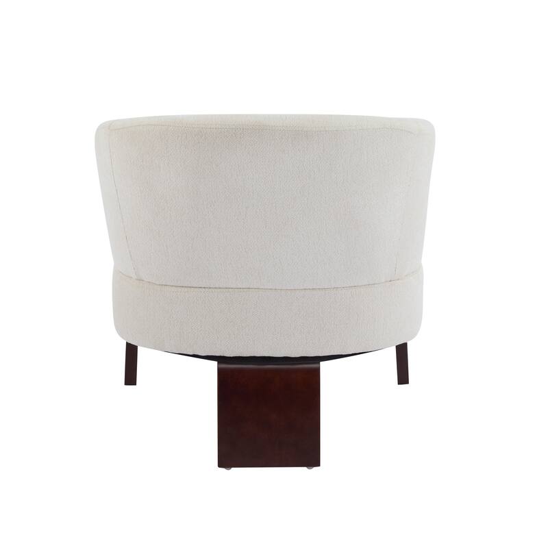 Polyester Mid-Century Accent Chair with Round Back, Wooden Legs and 300lb Weight Capacity