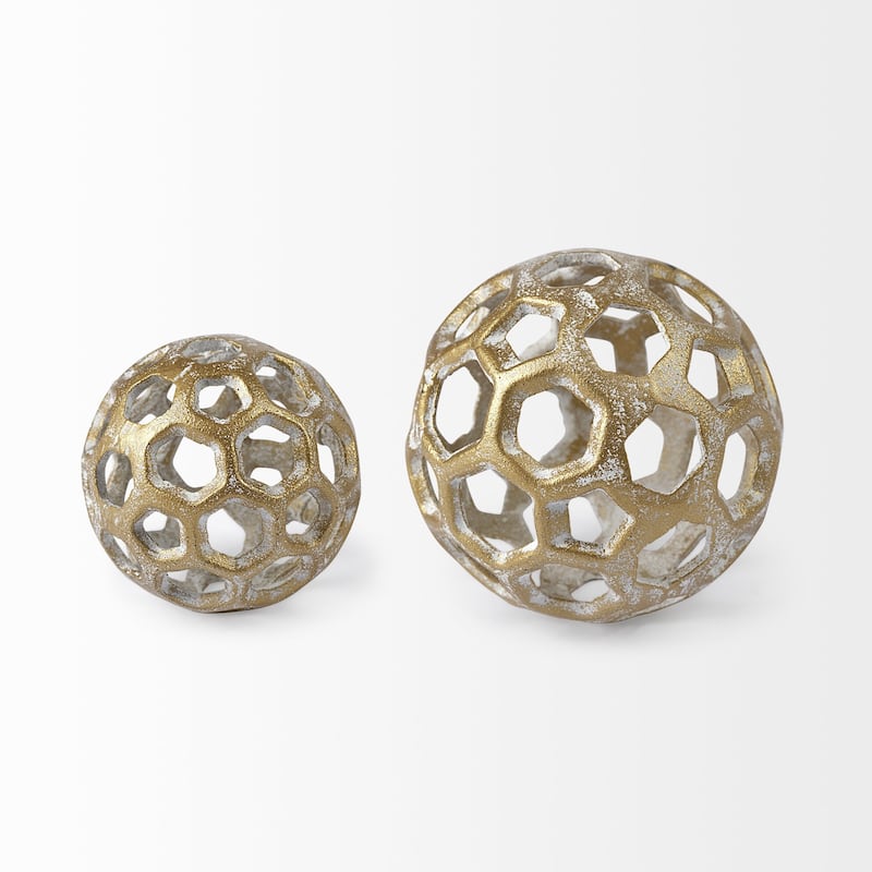 HomeRoots 3" Gold Metal Decorative Orb Tabletop Sculpture