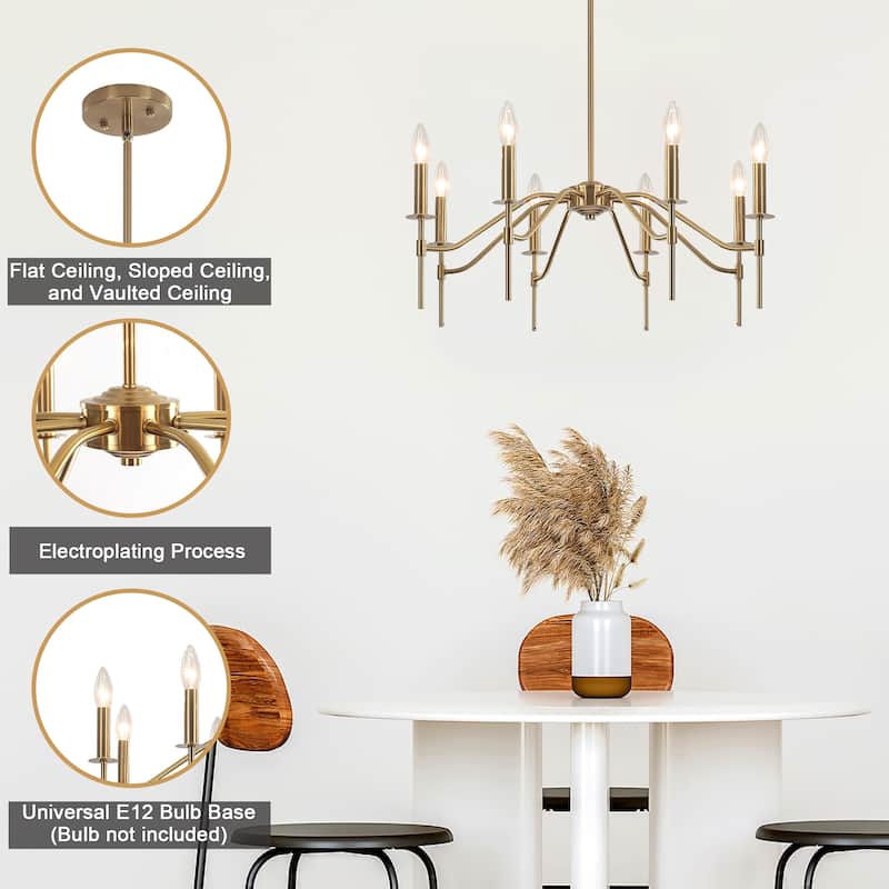 8-Light Hanging Candlestick Linear Foyer Chandelier Lighting Fixture Island Chandelier for Dining Room