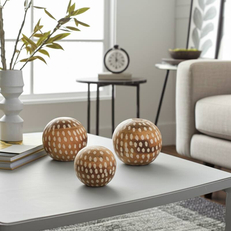 Natural Wooden Accent Orbs and Decorative Balls for Home Decoration - 8" x 8" x 8"
