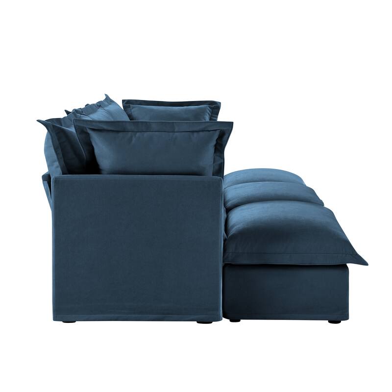 120" Chenille 3-Seater Sectional Sofa with 3 Ottomans