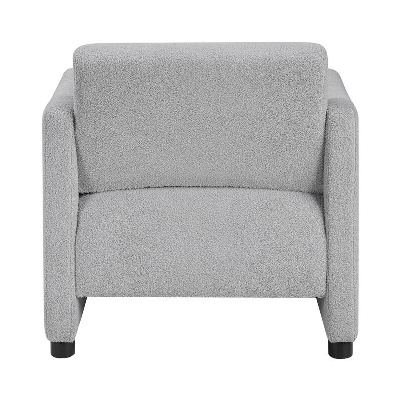June 30" Boucle Fabric Accent Chair - Attached Cushions