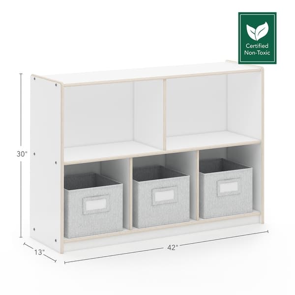 dimension image slide 1 of 3, Guidecraft EdQ Essentials Two Shelf 5 Compartment Storage 30''