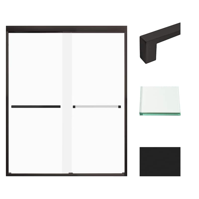 Frederick 59 in. W x 76 in. H Sliding Semi-Frameless Shower Door in Brushed Nickel with Frosted Glass - 60 x 76 - 60 x 76