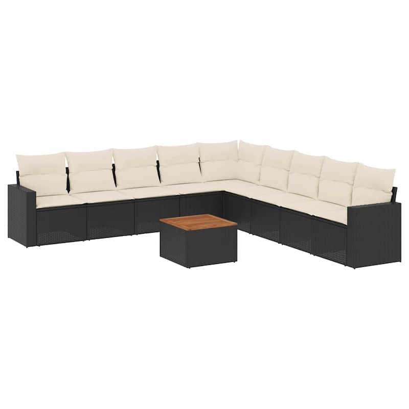 vidaXL Garden Sofa Set Black, Cream White - 115.2 x 115.2 x 27.2