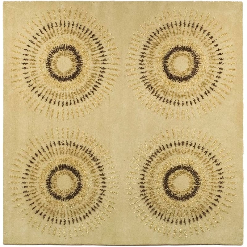 SAFAVIEH Handmade Soho Breann Deco Wool Rug - 6' Square - Beige/Gold