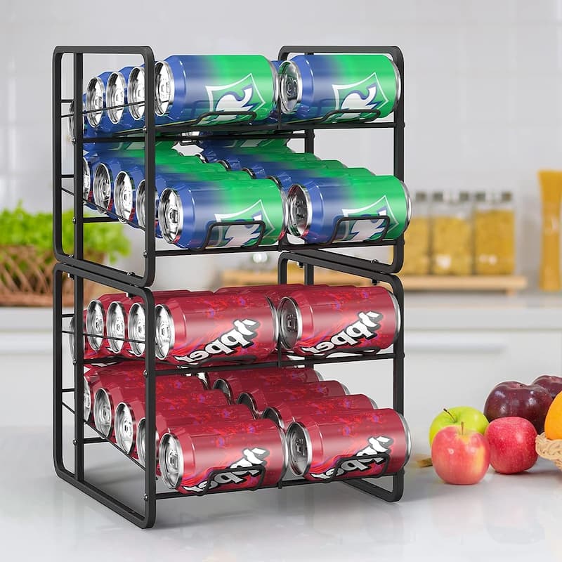 Soda Can Organizer for Pantry - Black - 2PCS