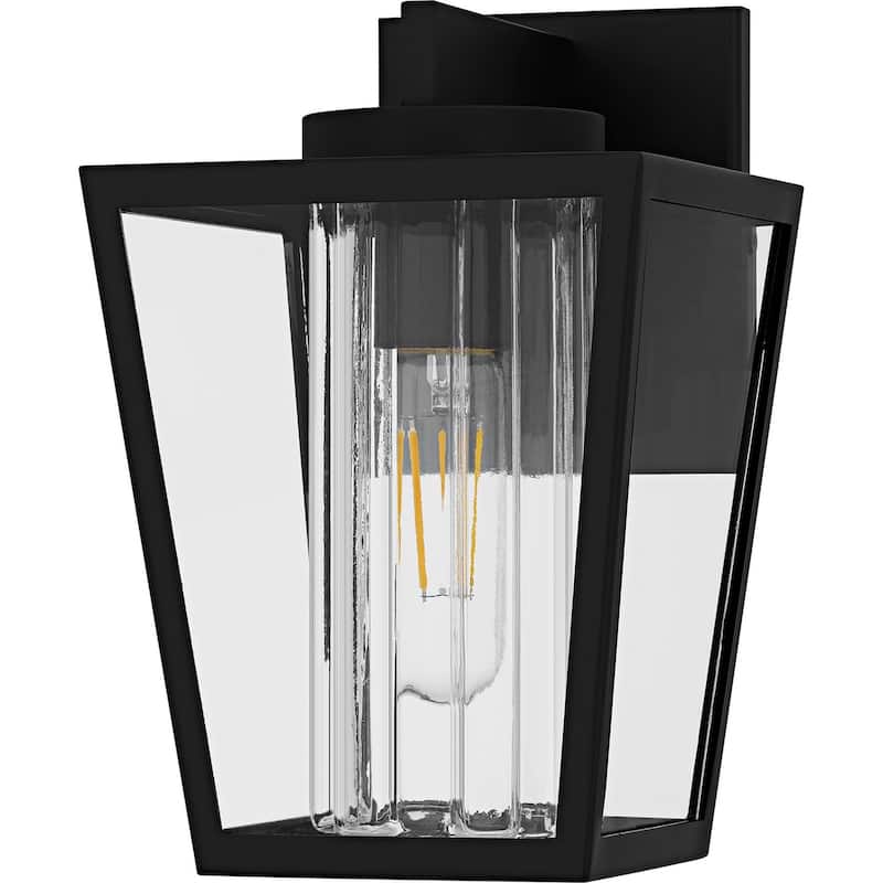 Matte Black Outdoor Wall Lantern from the Jett Collection - Black
