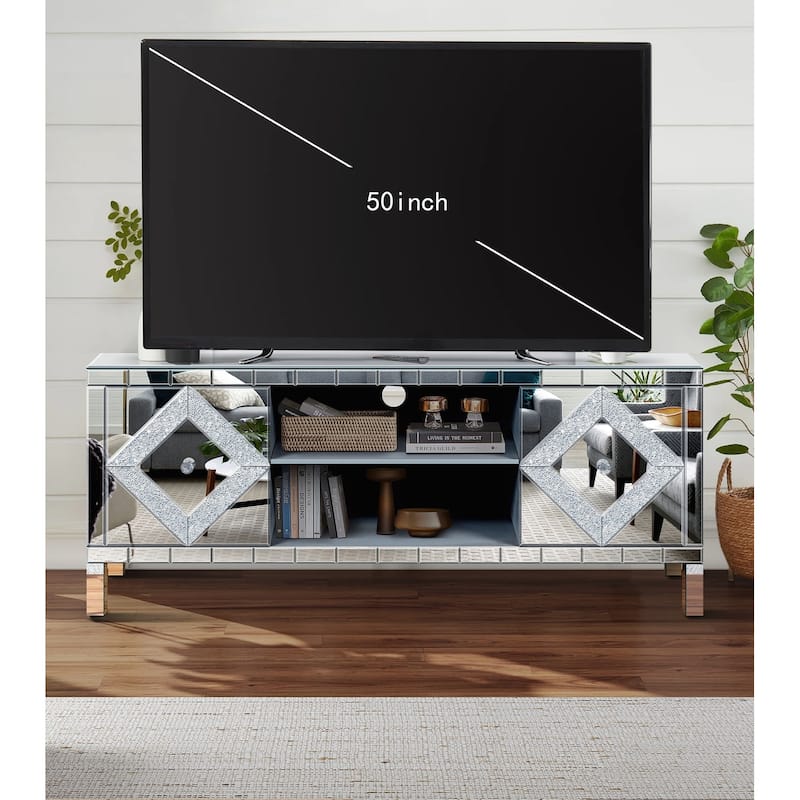 Versatile Mirror TV Console with Stylish Storage for Living and Bedroom