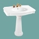 preview thumbnail 9 of 15, Darbyshire White Bathroom Pedestal Sinks with 8 in. Widespread Faucet Holes Renovators Supply