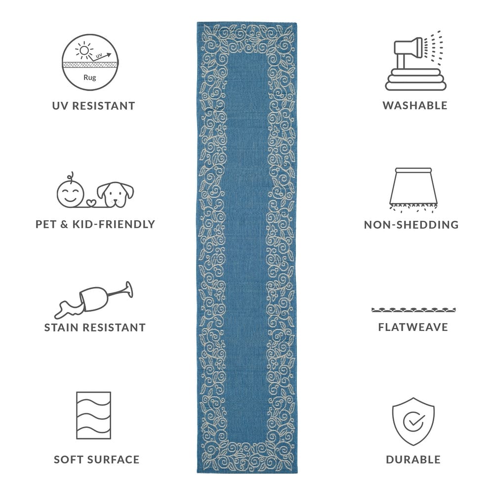 SAFAVIEH Courtyard Elfur Scroll Indoor /Outdoor Waterproof Patio Backyard Rug