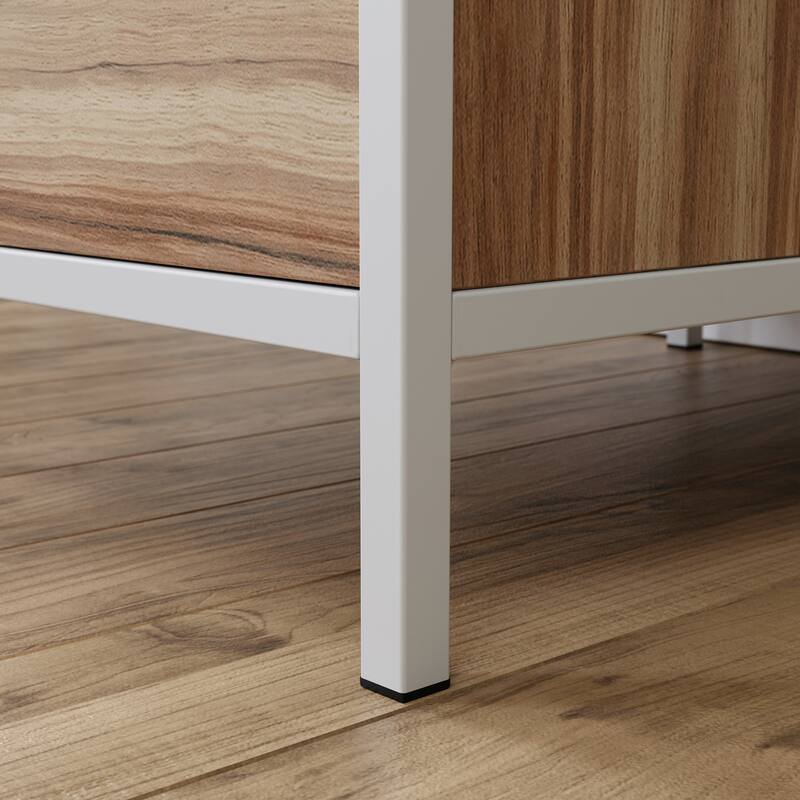 Wood Desk with Rustic Spindle Design, Brown