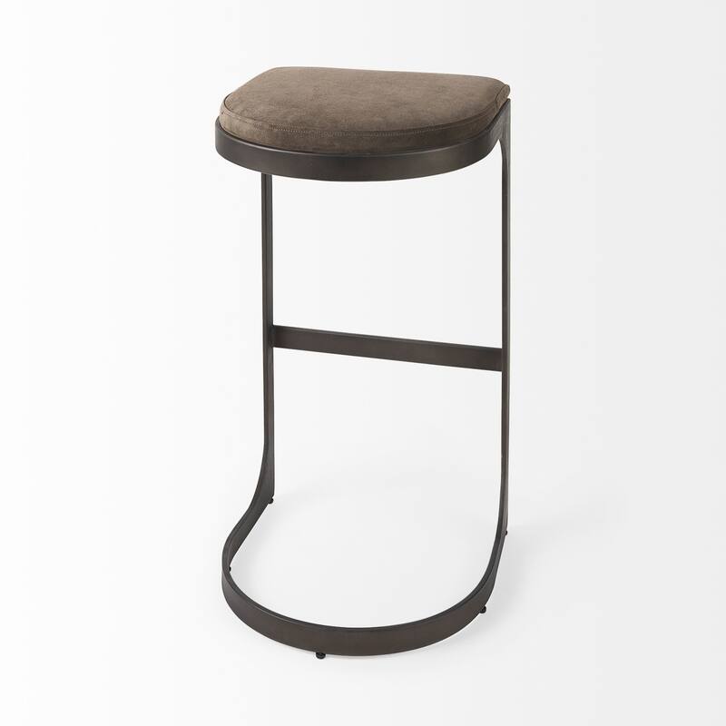 Tyson Black Genuine Leather with Dark Gray Metal Frame Counter Stool
