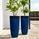 preview thumbnail 40 of 47, Glitzhome 30"H Set of 2 Oversized Gradient Cobalt Blue/Turquoise/Red Tall Plastic Planter Gradient Cobalt Blue