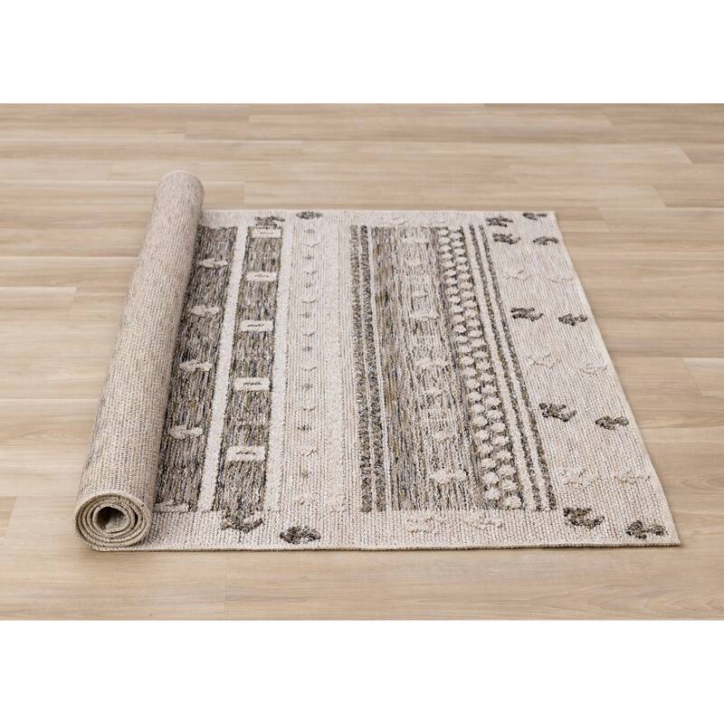 Alta Collection - Cream Grey Textured Area Rug