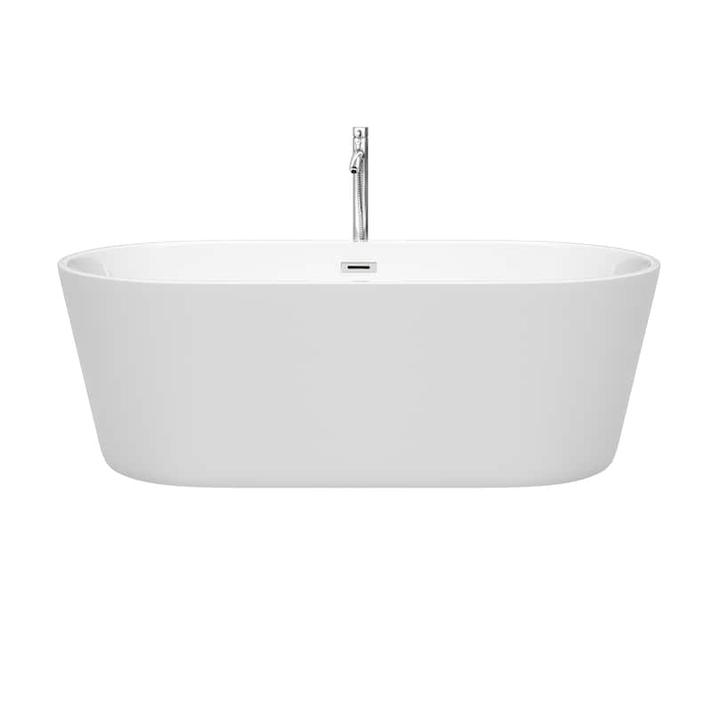 Wyndham Collection Carissa 67-inch White Freestanding Soaking Bathtub