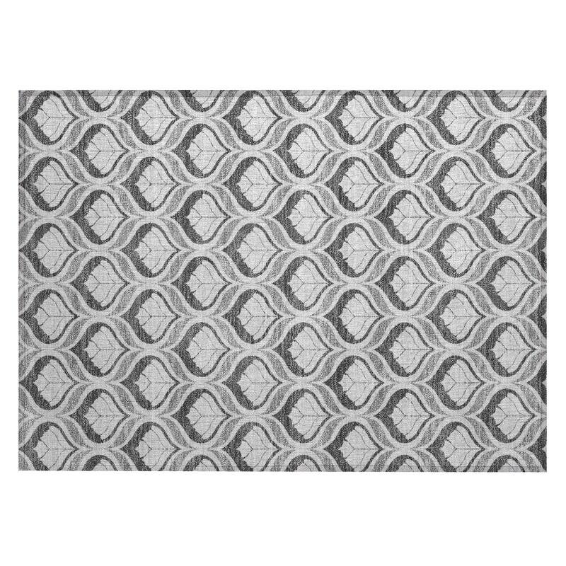 Machine Washable Indoor/ Outdoor Modern Trellis Chantille Rug