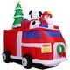 preview thumbnail 1 of 9, Fraser Hill Farm 7-Ft. Pre-Lit Inflatable Santa in Fire Truck