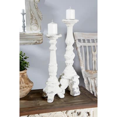 White Fiberglass Vintage Candle Holder 20 x 7 x 7 - 7 x 7 x 20