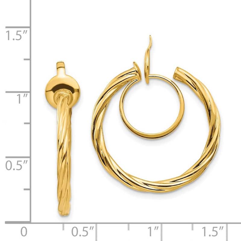 Curata 14k Yellow Gold 24x2.25mm Polished Twisted Non pierced Hoop Earrings