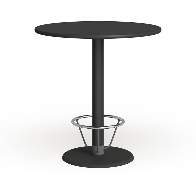 42'' Round Laminate Table Top with 24'' Round Bar Height Table Base - Black