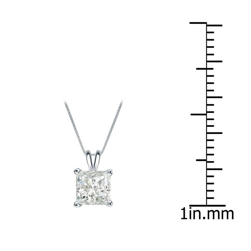 Auriya 14k Gold 1/2ctw Princess-cut Solitaire Diamond Necklace (H-I, SI1-SI2)