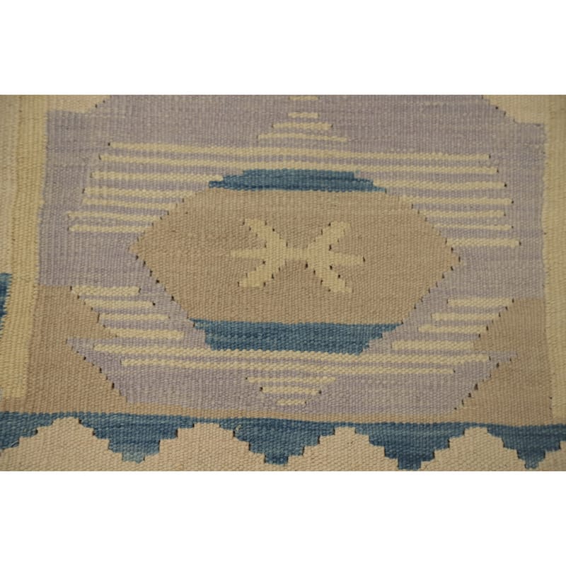 Hand Woven Oriental 100% Wool Carpet Southwestern Tribal Purples Kilim Area Rug - 4' 0'' X 2' 0''