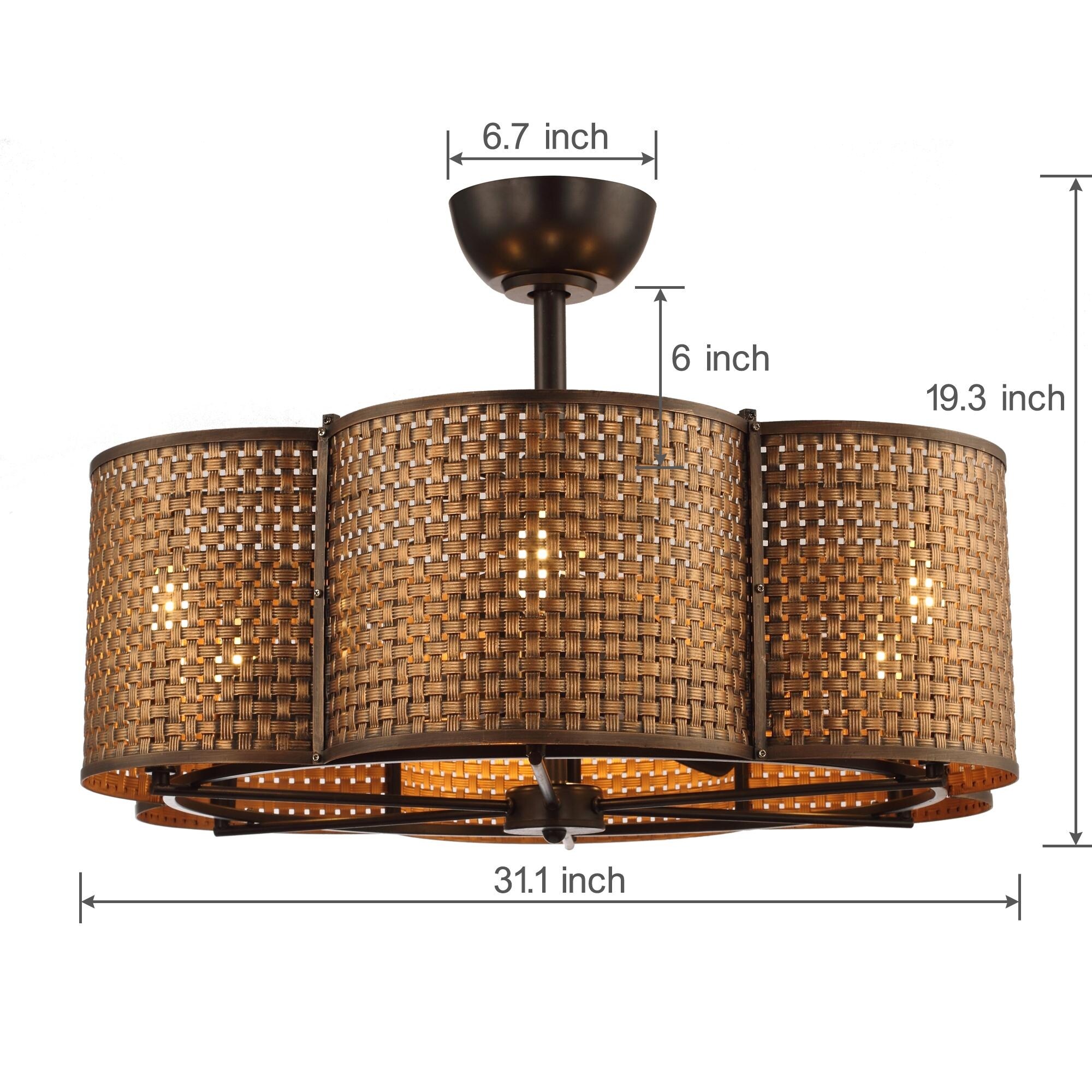 Ｆ♡ ZYD Caged Ceiling Fan with Light, 16.5” Ceiling Fans with