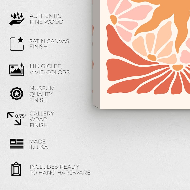 Wynwood Studio Canvas Floral and Botanical Sun in the terrarium Orange Modern & Contemporary Wall Art Canvas Print