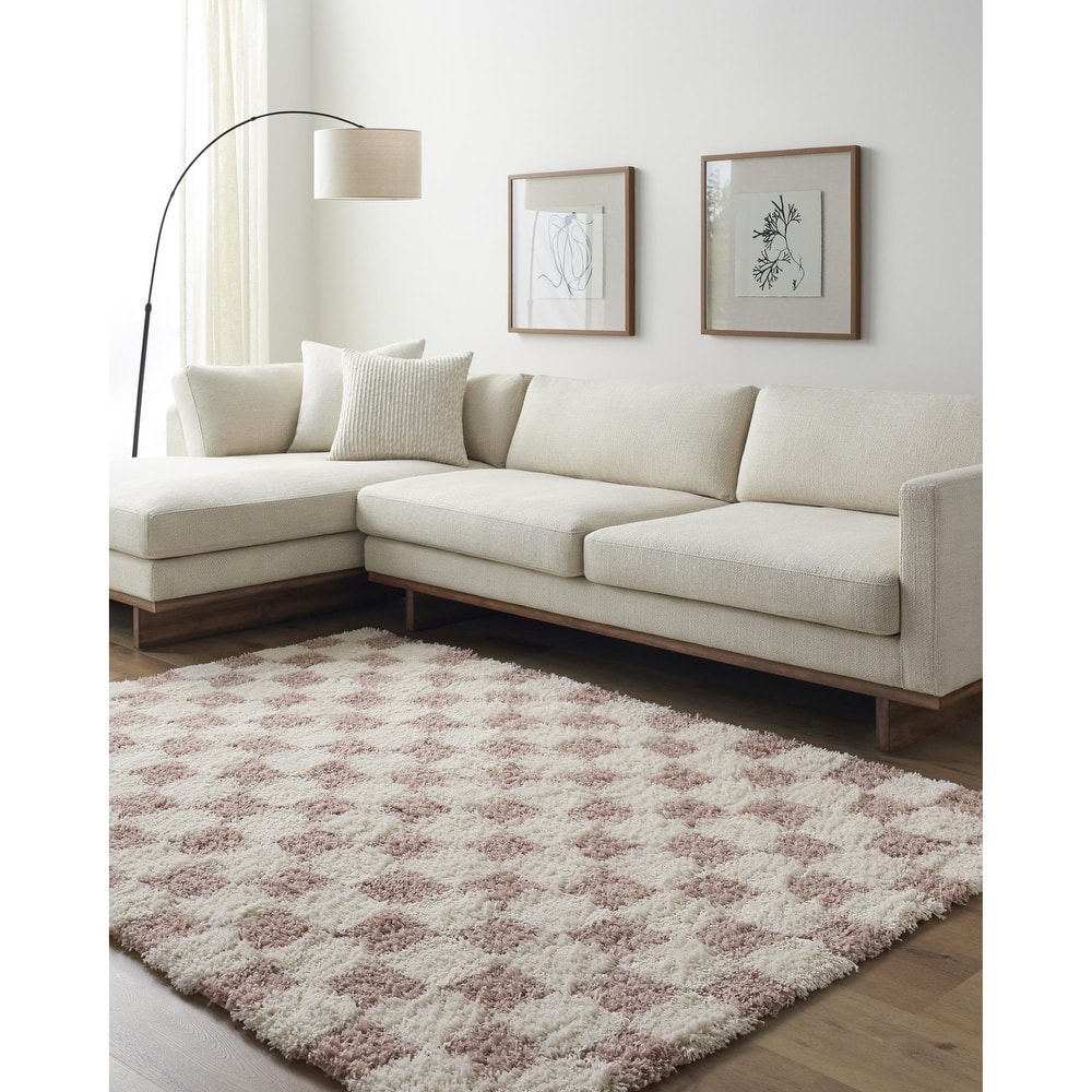 Livabliss Sibari Modern Checkered Plush Area Rug