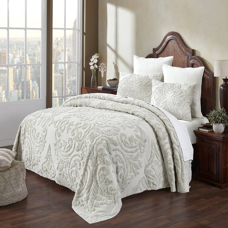 Better Trends Rylee Collection 100% Cotton Tufted Floral Design Bedspread Set-Smooth, Durable, Machine Washable & Tumble Dry