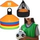 preview thumbnail 1 of 14, 50 Disc Cones 12 Pinnies Scrimmage Vests Team Practice Training Jersey 8-11 Years - Green