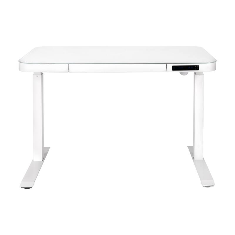 AIRLIFT 47.5 in Tempered Glass Electric Standing Desk Top Dual 2.4A USB Charging Port Height Adjustable to 47.5 in H