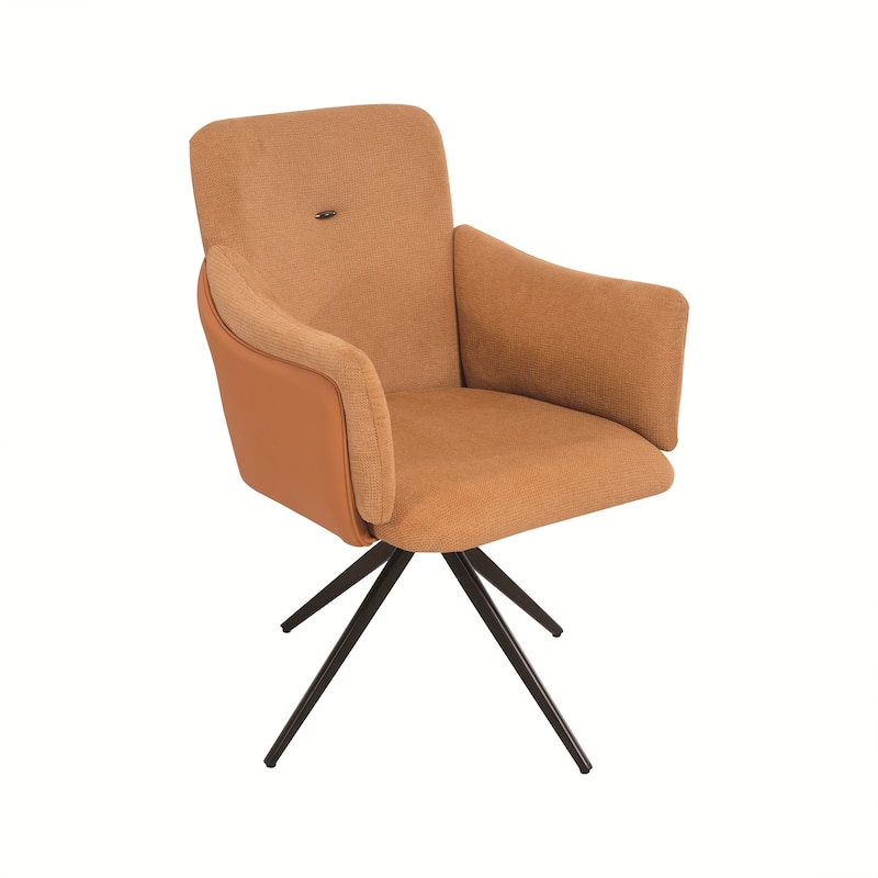 Modern 360°Swivel Upholstered Dining Chairs with Metal Base(Set of 2)