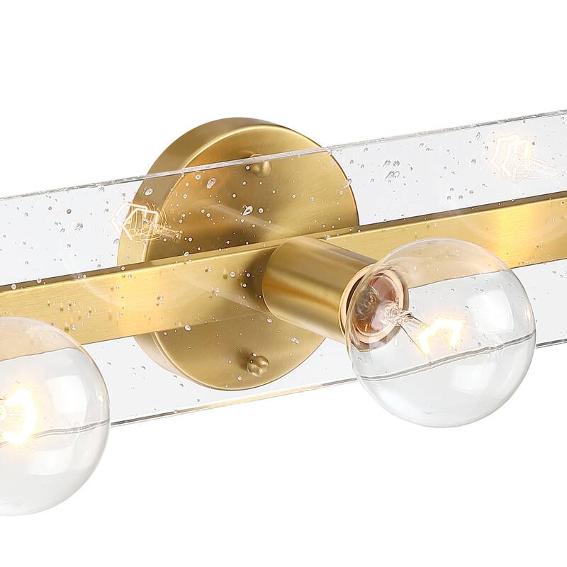 Demi 24 in. 3-Light Brushed Gold Vanity Light with Artisan Cast Glass Shade for Bathrooms
