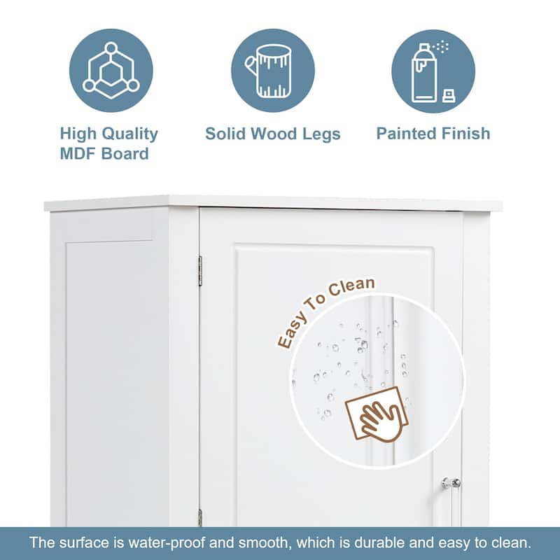 61" Tall Wood 1-door Bathroom Cabinet with Drawers and Adjustable Shelves