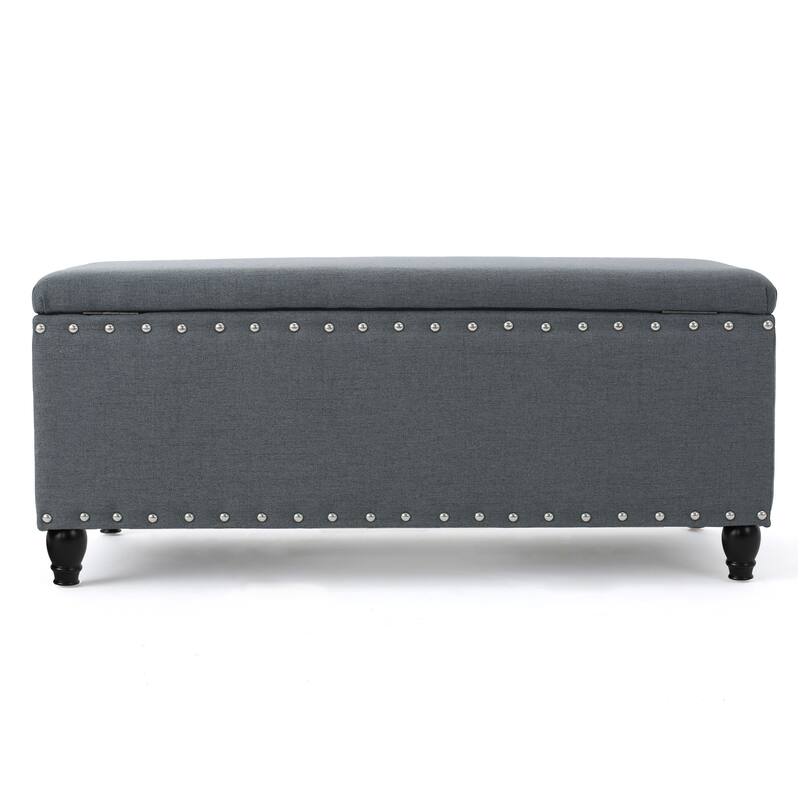 Tatiana Contemporary Fabric Storage Ottoman with Nailhead Trim by Christopher Knight Home