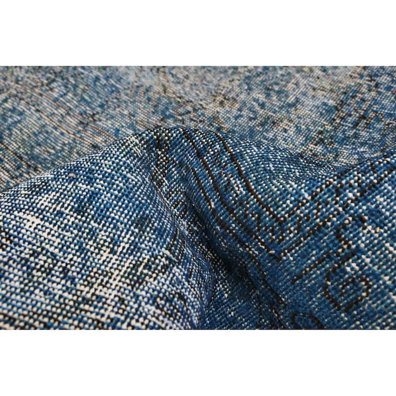 ECARPETGALLERY Hand-knotted Color Transition Dark Blue Wool Rug - 2'11 x 9'4