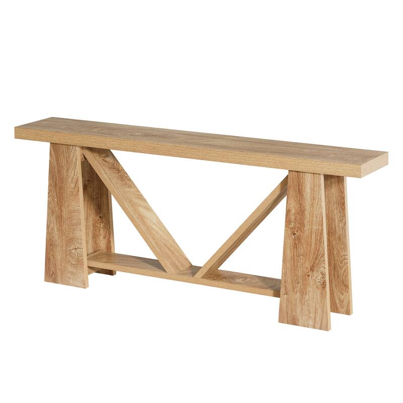 70.9" Extra Long Farmhouse Console Table, Wood Sofa Table Behind Couch, 2-Tier Narrow Entryway Hallway Accent Table