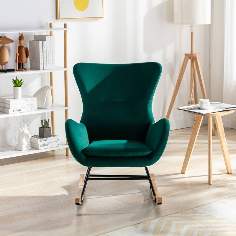 Rocking Chair With High Backrest And Armrests