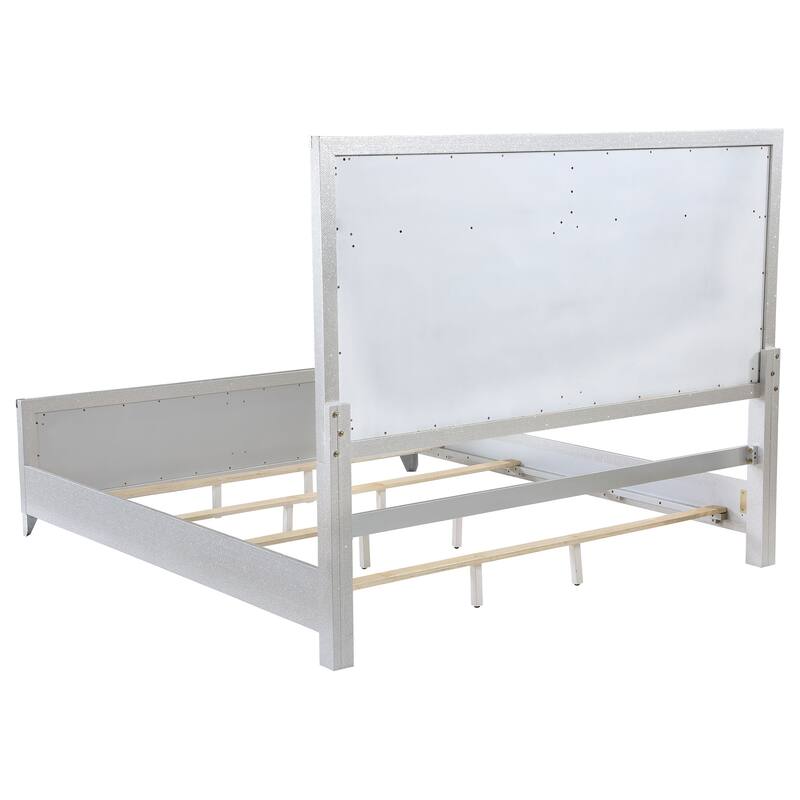 Larue Contemporary Leatherette Wood Panel Bed Silver