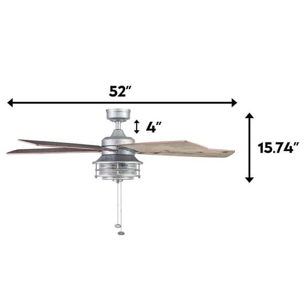 52" Honeywell Foxhaven Indoor/Outdoor Rustic Farmhouse Ceiling Fan, Galvanized