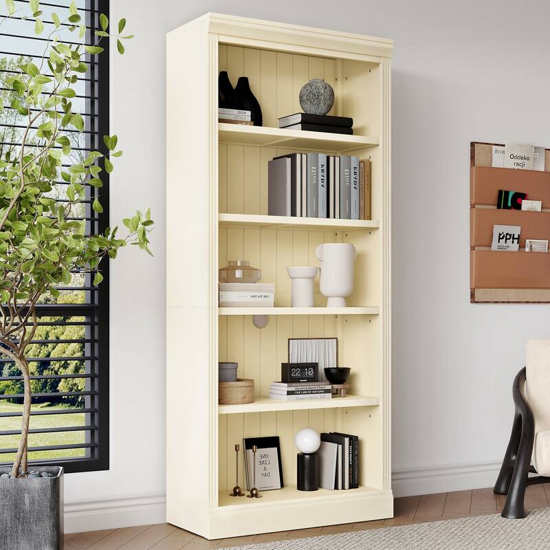 Merax Sleek & Functional Tall Wood Bookcase with LED Light